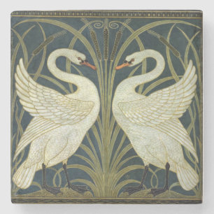 Walter Crane Swan & Rush and Iris Victorian Stone Coaster