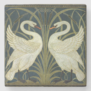 Walter Crane Swan & Rush and Iris Victorian  Stone Coaster