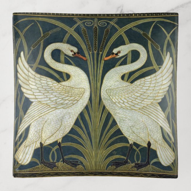 Walter Crane Swan & Rush and Iris Victorian  Trinket Tray (Front)
