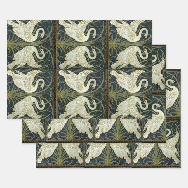 Walter Crane Swan & Rush and Iris Victorian  Wrapping Paper Sheets (Set)