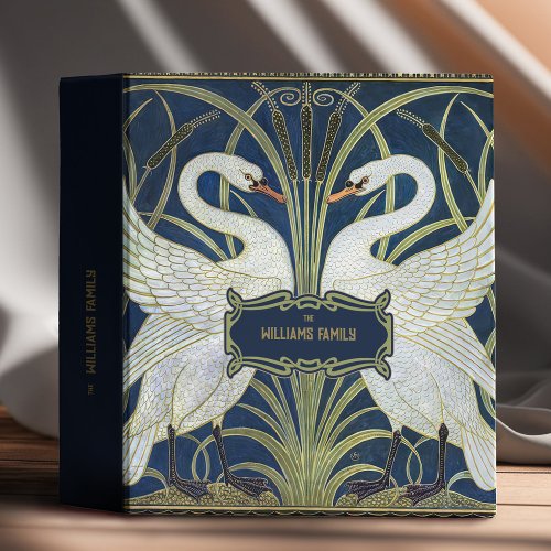 Walter Crane Two Swans Art Nouveau Vintage Decor 3 Ring Binder