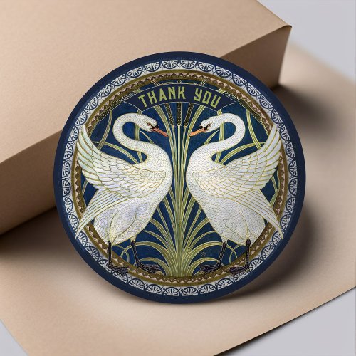 Walter Crane Two Swans Art Nouveau Vintage Decor Classic Round Sticker