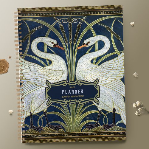 Walter Crane Two Swans Art Nouveau Vintage Decor Planner