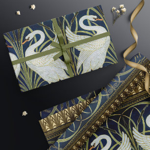 Walter Crane Two Swans Art Nouveau Vintage Decor Wrapping Paper