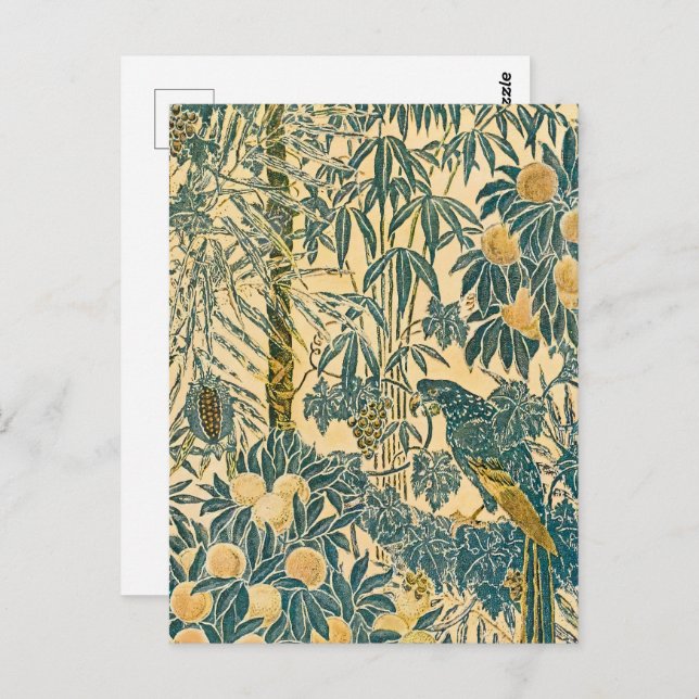 Walter Crane - Vintage Art Nouveau Macaw Pattern Postcard (Front/Back)