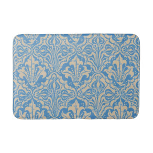 Walter Crane Vintage Blue Seed and Flower Art Bath Mat