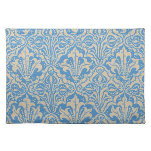 Walter Crane Vintage Blue Seed and Flower Art Cloth Placemat