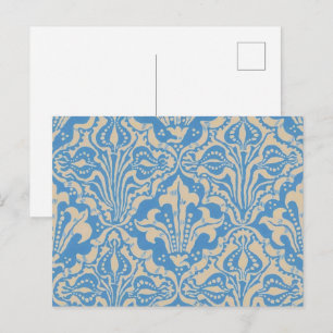 Walter Crane Vintage Blue Seed and Flower Art Postcard