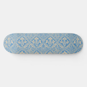 Walter Crane Vintage Blue Seed and Flower Art Skateboard