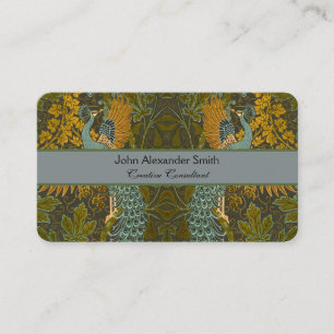 Walter Crane Vintage Fig and Peacock Pattern Business Card