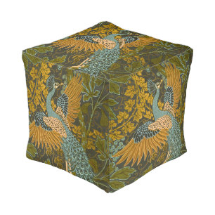Walter Crane - Vintage Fig and Peacock Pattern  Pouf