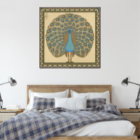 Walter Crane Vintage Gold Blue Peacock Art