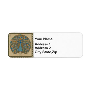Walter Crane Vintage Gold Blue Peacock Art Label