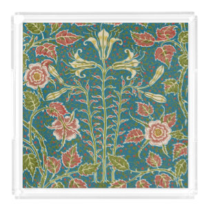 Walter Crane Vintage Lily and Rose Floral Acrylic Tray