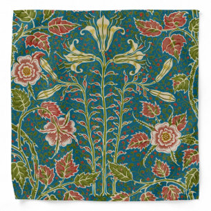 Walter Crane Vintage Lily and Rose Floral Bandana