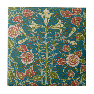 Walter Crane Vintage Lily and Rose Floral Ceramic Tile