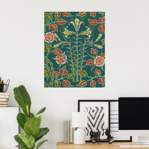 Walter Crane Vintage Lily and Rose Floral Poster