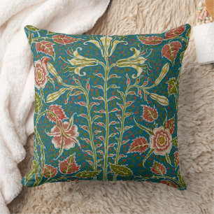 Walter Crane Vintage Lily and Rose Floral Throw Pillow