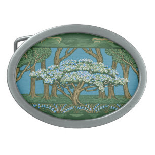 Walter Crane Vintage May Tree Forest Wallpaper Belt Buckle