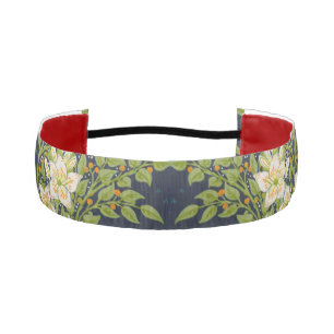 Walter Crane Vintage Navy White Lily Pattern Athletic Headband