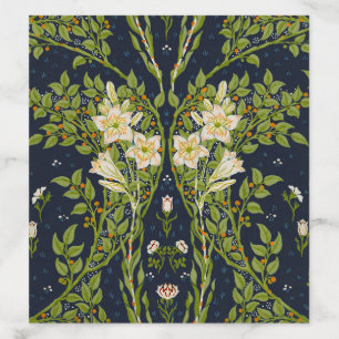 Walter Crane Vintage Navy White Lily Pattern Envelope Liner