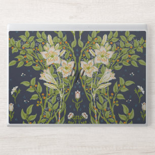 Walter Crane Vintage Navy White Lily Pattern HP Laptop Skin