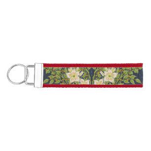 Walter Crane Vintage Navy White Lily Pattern Wrist Keychain