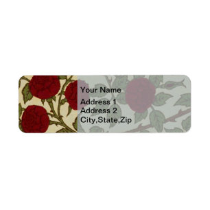 Walter Crane Vintage Rosamund Red Rose Floral Art Label