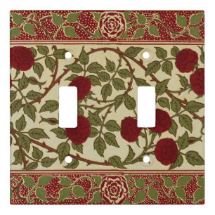 Walter Crane Vintage Rosamund Red Rose Floral Art Light Switch Cover