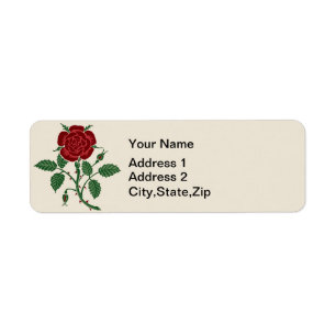 Walter Crane Vintage Saxon Red Rose Pattern Label