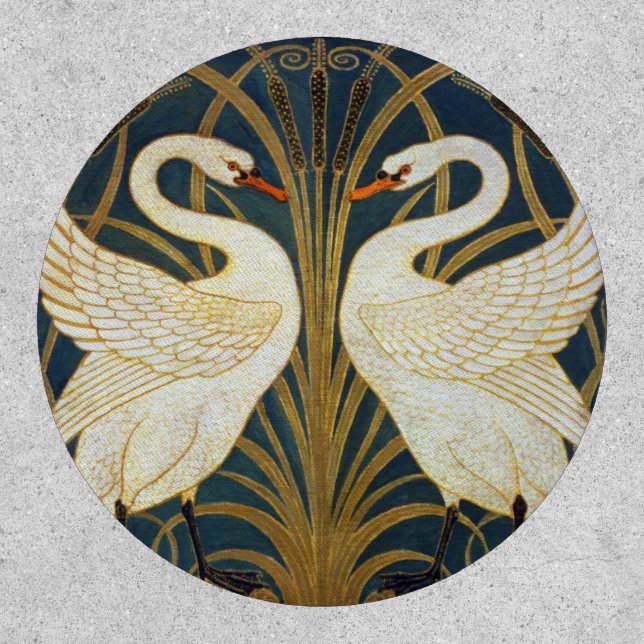 Walter Crane Vintage Swan and Iris Art Nouveau Patch (Front)