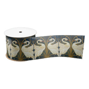 Walter Crane Vintage Swan and Iris Art Nouveau Satin Ribbon
