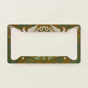 Walter Crane Vintage White Doves Flower Basket License Plate Frame