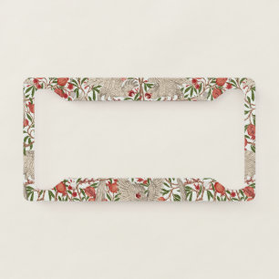Walter Crane White Cockatoo Red Pomegranate Art License Plate Frame