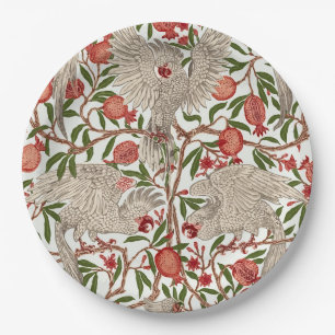 Walter Crane White Cockatoo Red Pomegranate Art Paper Plates