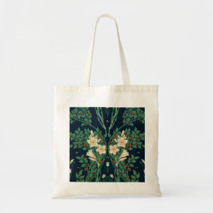 Walter Crane White Lily-Blue Back Botanical Tote Bag