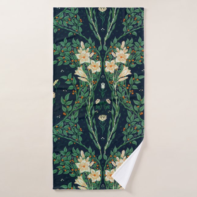 Walter Crane White Lily-Blue Back Shower Curtain Bath Towel (Bath Towel)