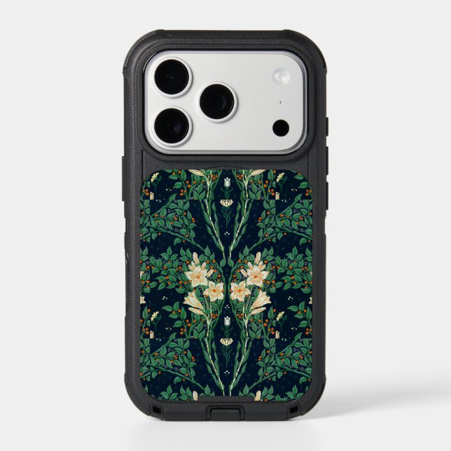 Walter Crane White Lily-Blue Back Shower Curtain Otterbox iPhone Case (Back)