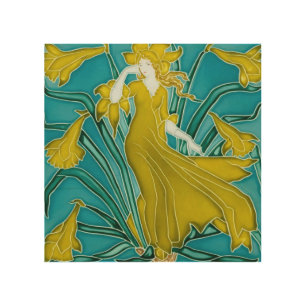Walter Crane Yellow Daffodil Art Nouveau Tile