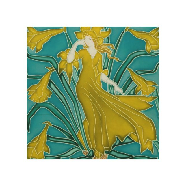 Walter Crane Yellow Daffodil Art Nouveau Tile (Front)