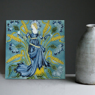 Walter Crane's Enchanted Garden Art Nouveau Floral Ceramic Tile