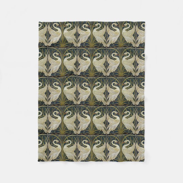Walter Crane's Swans fleece blanket (Front)