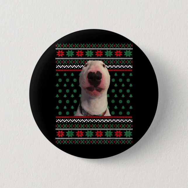 Walter Dog Meme Ugly Christmas Sweater Xmas Funny  Button (Front)