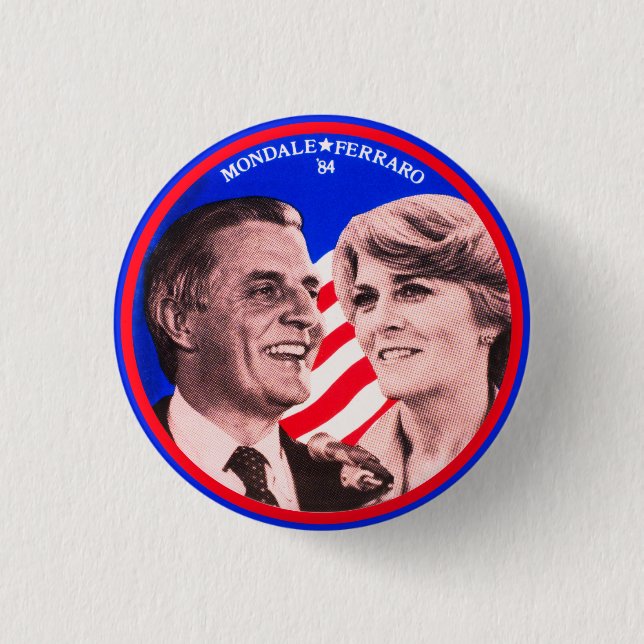 Walter Mondale Geraldine Ferrero T-Shirt Button (Front)