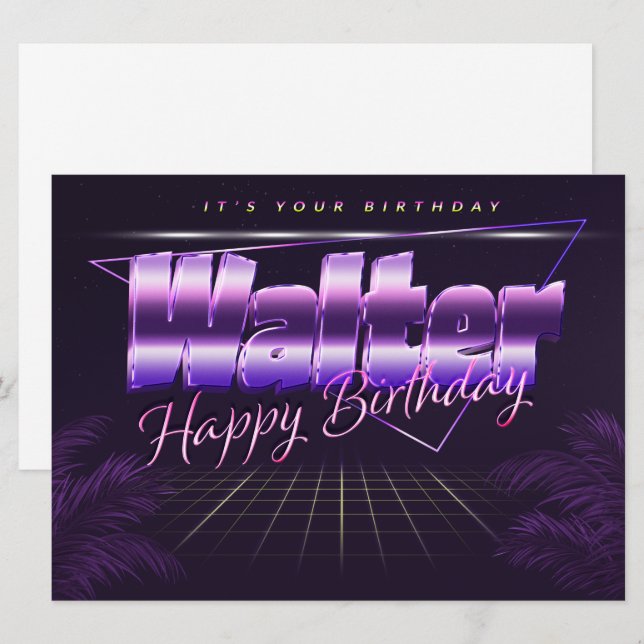 Walter Name First name lila retro card Birthday (Front/Back)