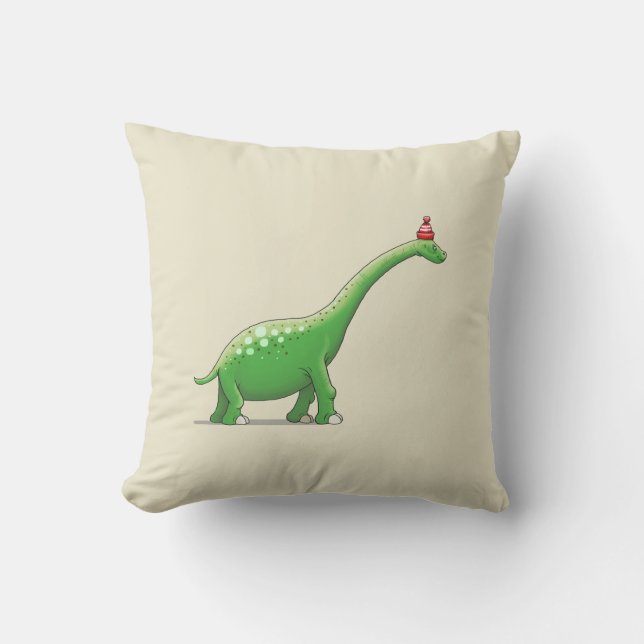 Walter the Dinosaur Throw Pillow (Front)