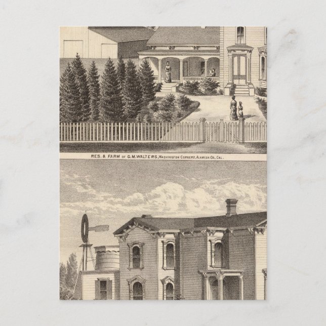 Walters, Crowell residences, farm Postcard (Front)
