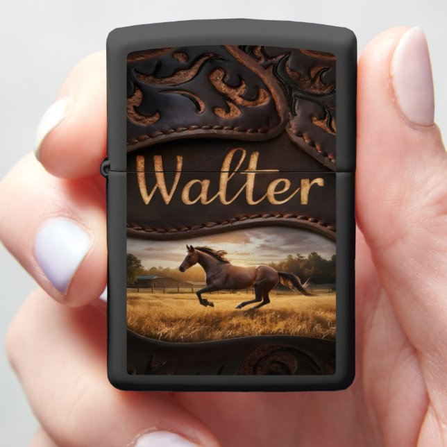 Walter's Sunset Horse Zippo Lighter (In Hand)