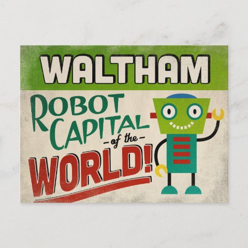 Waltham Massachusetts Robot _ Funny Vintage Postcard