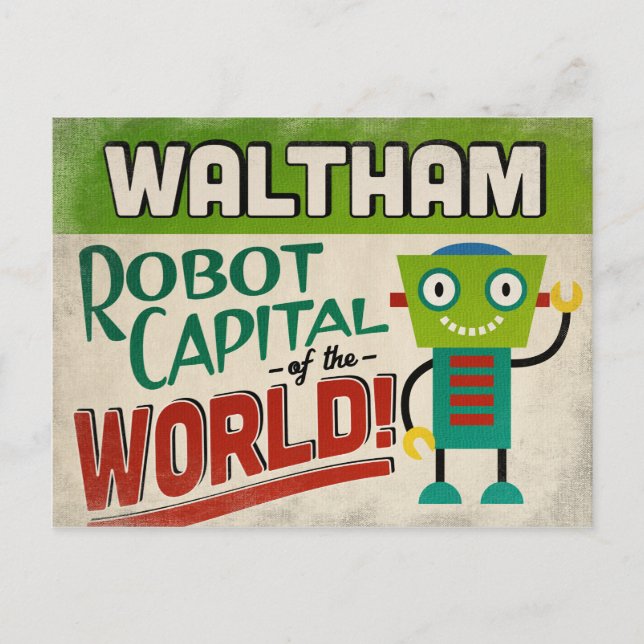 Waltham Massachusetts Robot - Funny Vintage Postcard (Front)